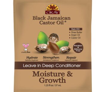 OKAY – Black Jamaican Castor Oil Leave-In Conditioner – All Hair Types/Textures – Repair, Moisturize, Grow Healthy Hair – with Argan Oil, Shea Butter