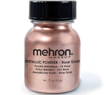 Mehron Makeup Metallic Powder | Metallic Chrome Powder Pigment for Face & Body Paint, Eyeshadow, and Eyeliner .75 oz (21 g) (Rose Gold)