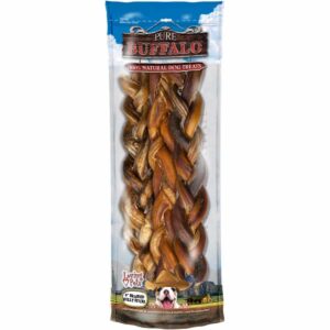 Loving Pets Pure Buffalo 9-Inch Braided Bully Stick Dog Treat, 2-Pack - Image 2