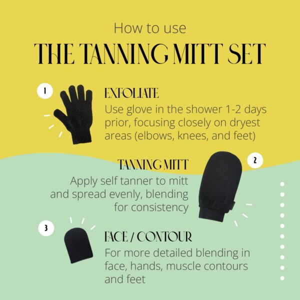 Skinerals Self Tanner Mitt Set, Ultra Soft Double-Sided Application Tanner, Exfoliating Glove and Face Mitt for the Most Even Tan, Tanning Mitt Applic - Image 4