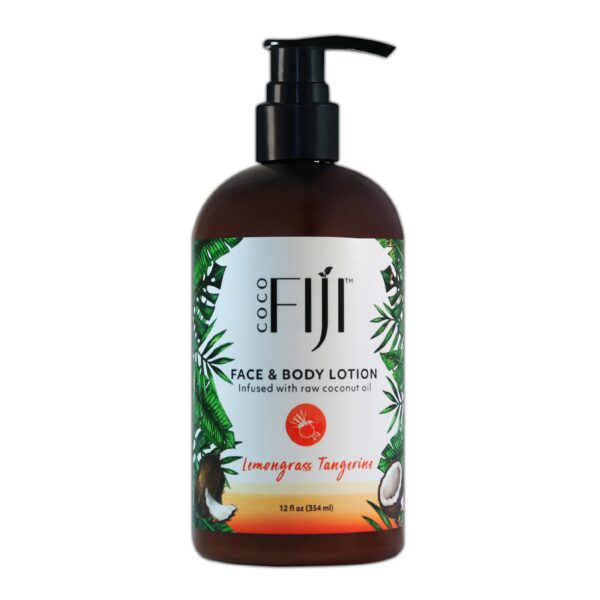 Coco Fiji Face & Body Lotion Infused With Coconut Oil | Lotion for Dry Skin | Moisturizer Face Cream & Massage Lotion for Women & Men | Lemongrass Tan