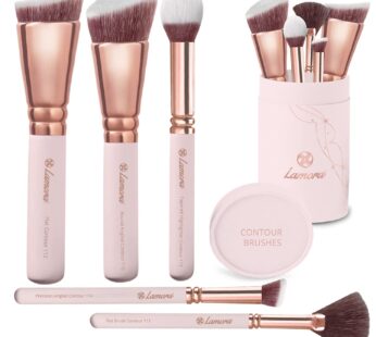 Pro Face Contour Brush Set – Synthetic Contouring Sculpting and Highlighting Kit – Cream Blush Powder Flat Nose Cheek Round Small Angled Fan Tapered P