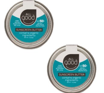 All Good Sunscreen – Zinc Oxide Sunscreen – Travel Size SPF 50+, Natural Sunscreen, Water Resistant for Face, Nose, Ears 1 oz (2-pack)