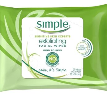 Simple Exfoliating Facial Wipes 25 Count (Pack of 3)