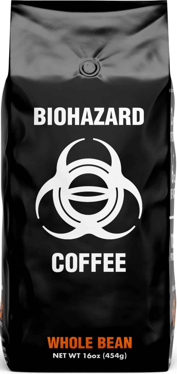 Biohazard Whole Bean Coffee, The World's Strongest Coffee 928 mg Caffeine (16 oz)