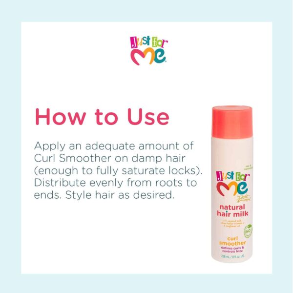 Just For Me Natural Hair Milk Curl Smoother - Defines Curls & Controls Frizz, Contains Coconut Milk, Shea Butter, Vitamin E, Sunflower Oil, Lightweigh - Image 5