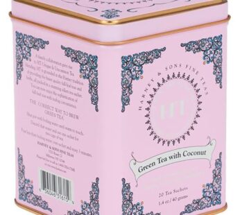 Harney & Sons Caffeinated Green Tea with Coconut Tin 20 Sachets