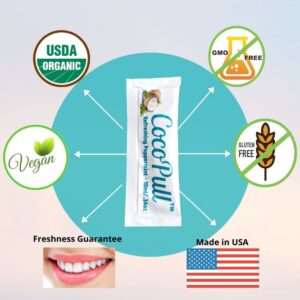 CocoPull - Organic Oil Pulling 14 Packets/Sachets with Coconut Oil and Peppermint Oil for Healthy Teeth, Gums, Bad Breath Remedy. Natural Teeth Whiten - Image 6