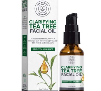 Beauty Foundry Clarifying Tea Tree Facial Oil, Targets Acne and Uneven Skin Tone, Antioxidant-Rich Beauty Oil, 1-fl oz/30ml (1 Pack)