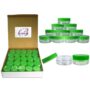 Beauticom (50 Pieces Jars + Lid) 3G/3ML Round Clear Jars with GREEN Screw Cap Lids for Scrubs, Oils, Toner, Salves, Creams, Lotions, Makeup Samples, L