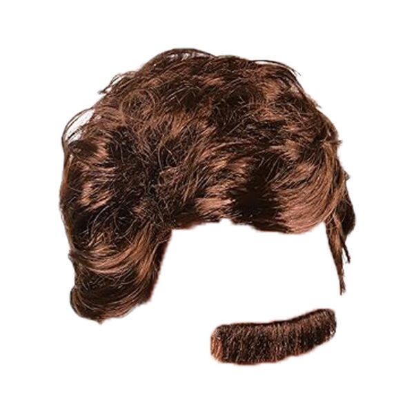 Kangaroo Costume 70?s Wig and Mustache - Brown Wig for Ron Burgundy Costume - Mens Wig - Fun Halloween Costumes or 70s Theme Party