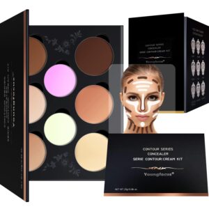 Youngfocus Cosmetics Cream Contour Best 8 Colors and Highlighting Makeup Kit - Contouring Foundation/Concealer Palette - Vegan & Cruelty Free - Step-b - Image 1