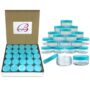 Beauticom (Quantity: 100 Pieces) 5G/5ML Round Clear Jars with Teal Sky Blue Lids for Scrubs, Oils, Toner, Salves, Creams, Lotions, Makeup Samples, Lip