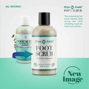 PhysAssist Foot Scrub 8 oz. with Tea Tree, Peppermint Soothes and Exfoliates Promoting a Deep Cooling Sensation Leaving Feet Feeling Calm and Refreshe - Image 5