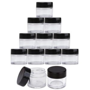 Beauticom? High-Graded Quality 7 Grams/7 ML (Quantity: 12 Packs) Thick Wall Clear Plastic LEAK-PROOF Jars Container with Black Lids for Cosmetic, Lip - Image 1