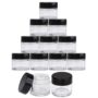 Beauticom? High-Graded Quality 7 Grams/7 ML (Quantity: 12 Packs) Thick Wall Clear Plastic LEAK-PROOF Jars Container with Black Lids for Cosmetic, Lip