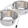 Van Ness Pets Raised Double Dish Dog Feeder with Wire Rack And (2) 16 OZ Food And Water Bowls