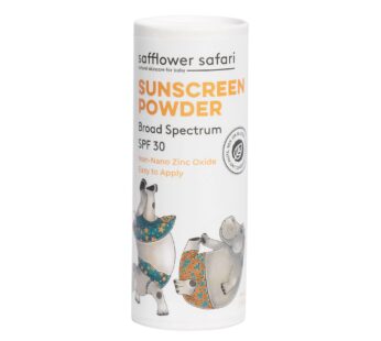 Baby All-Natural Sunscreen Powder SPF 25 Non Nano ZINC Oxide – Water & Sweat Resistant, Hypoallergenic, Made in USA by Safflower Safari