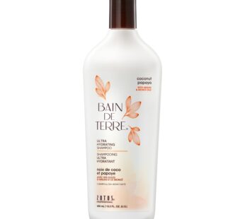 Bain de Terre Coconut Papaya Ultra Hydrating Shampoo, Moisture Quench for Dry, Damaged Hair, with Argan & Monoi Oils, Paraben-Free, Color-Safe, Vegan,