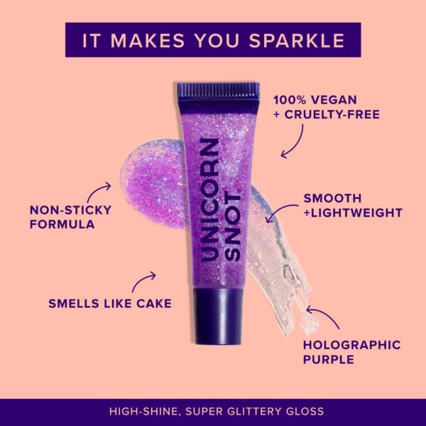 UNICORN SNOT Glitter Lip Gloss - Long-Lasting Sparkly Lip Shine - Vegan & Cruelty Free Non-Sticky Formula - Lip Gloss for Festivals and Rave Makeup - - Image 3