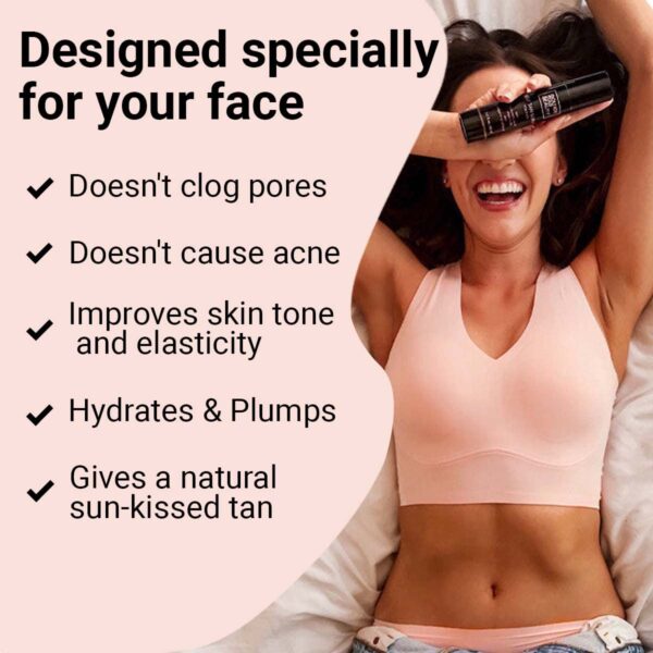 Face Tanner ? Self Tan Serum w/Hyaluronic Acid and Organic Oils, Self Tanners Best Sellers, Facial Sunless Tanner for Natural Sunkissed Glow, Fake Tan - Image 3