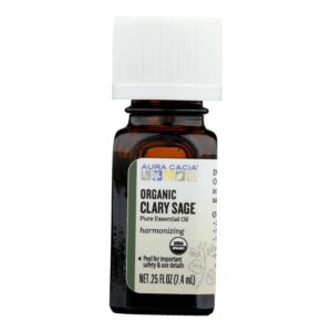 Aura Cacia 100% Pure Clary Sage Essential Oil | Certified Organic, GC/MS Tested for Purity | 7.4 ml (0.25 fl. oz.) | Salvia sclarea - Image 1