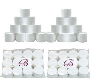Beauticom 24 Pieces 7G/7ML (0.25oz) WHITE Sturdy Thick Double Wall Plastic Container Jar with Foam Lined Lid for Scrubs, Oils, Salves, Creams, Lotions