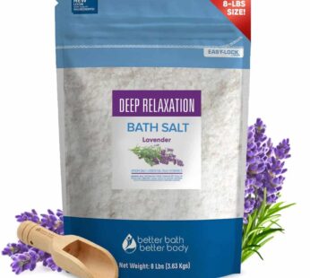 Deep Relaxation Bath Salt 128 Ounces Epsom Salt with Natural Lavender Essential Oil Plus Vitamin C in BPA Free Pouch
