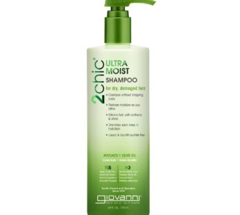 GIOVANNI 2chic Ultra-Moist Shampoo – Avocado & Olive Oil, Creamy Hydration Formula, Enriched with Aloe Vera, Shea Butter, Botanical Extracts, No Parabens, Color Safe – 24 oz