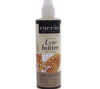 Cuccio Naturale Lyte Ultra-Sheer Body Butter – Replenishing Scented Moisturizer Cream – Deep Hydration To Repair Dry Skin – All Natural, Cruelty-Free