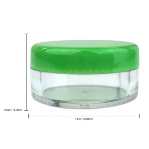 (Quantity: 50 Pieces) Beauticom 5G/5ML Round Clear Jars with GREEN Lids for Scrubs, Oils, Toner, Salves, Creams, Lotions, Makeup Samples, Lip Balms - Image 3