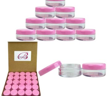 Beauticom 5G/5ML Clear Plastic Cosmetic Container Jars with PINK Lids, 50 Pcs