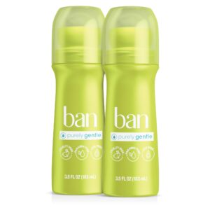 Ban Roll-On Antiperspirant Deodorant for Women and Men, Purely Gentle, for Sensitive Skin, Unscented, No White Residue, Non-Irritating, 24 Hour Odor a - Image 1