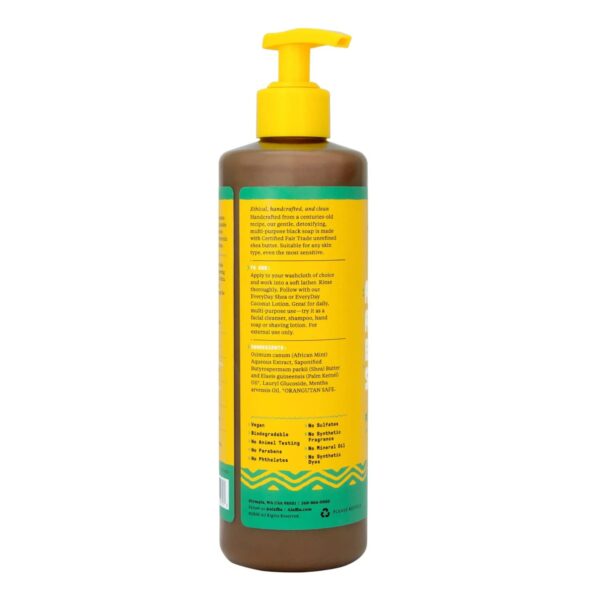 Alaffia Skin Care, Authentic African Black Soap, All in One Body Wash, Face Wash, Shampoo & Shaving Soap with Fair Trade Shea Butter, Peppermint, 16 F - Image 2