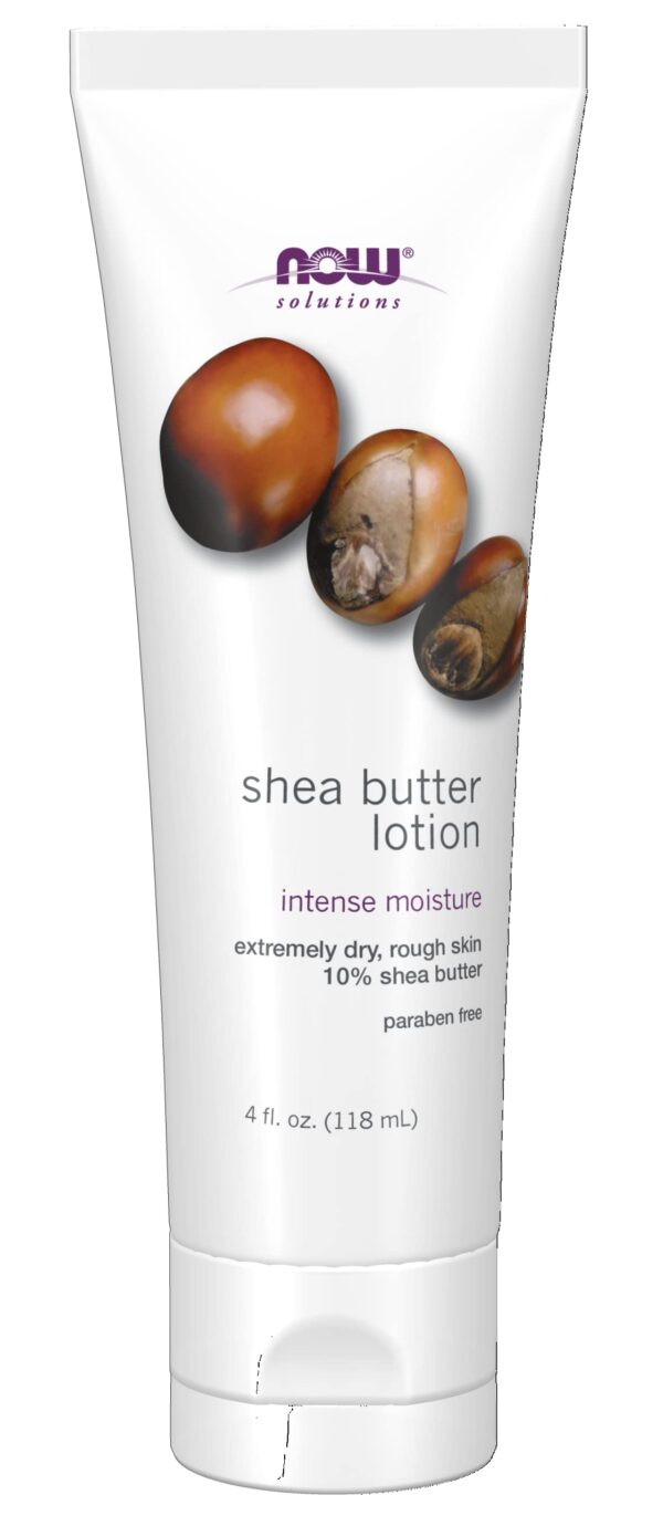 NOW Solutions, Shea Butter Lotion, Intense Moisture for Extremely Dry Rough Skin, 4-Ounce