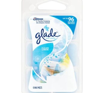 Glade Wax Melts Air Freshener, Scented Candles with Essential Oils for Home and Bathroom, Clean Linen, 6 Count
