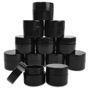 Beauticom 12 Pieces 7G/7ML (0.25oz) Black Sturdy Thick Double Wall Plastic Container Jar with Foam Lined Lid for Lotion, Creams, Toners, Lip Balms, Ma - Image 1