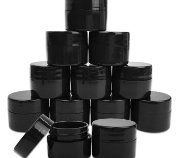 Beauticom 12 Pieces 7G/7ML (0.25oz) Black Sturdy Thick Double Wall Plastic Container Jar with Foam Lined Lid for Lotion, Creams, Toners, Lip Balms, Ma
