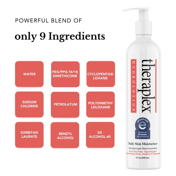 Theraplex Hydro Lotion (8 oz) - No Parabens or Preservatives, Noncomedogenic, and Hypoallergenic, Fragrance-Free, Dermatologist recommended - National - Image 8