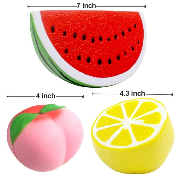 6PCS Jumbo Squishies Slow Rising Strawberry Peach Banana Lemon Watermelon Pineapple Charms Fruit Squishies Cream Scented Stress Relief Kawaii Toys for - Image 4