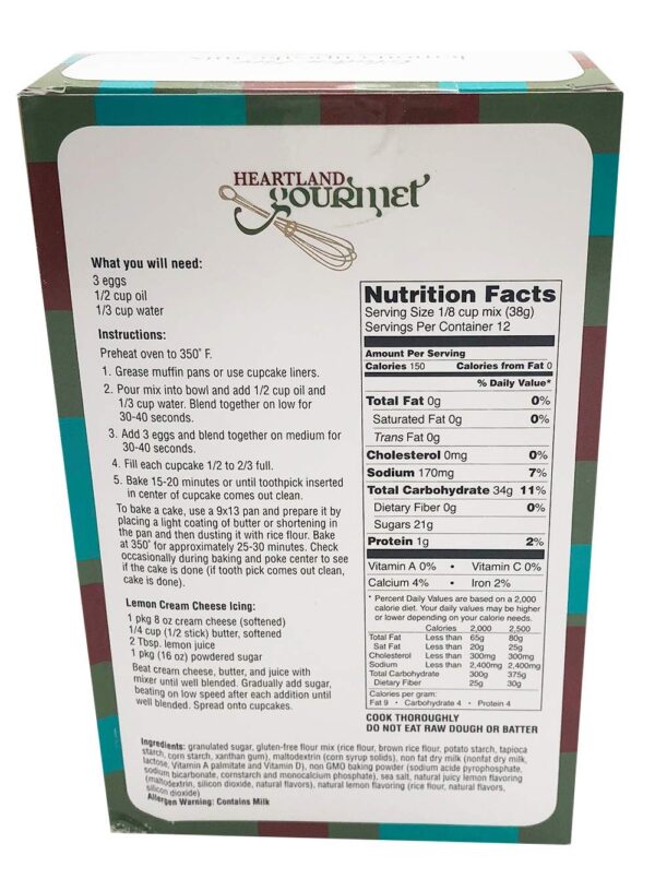 Heartland Gourmet: Gluten Free Lemon Cupcake Mix - Rich and Decadent - Certified Gluten Free Ingredients - All Purpose - Safe for Celiac Diet - Image 2