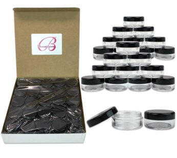 Beauticom 5G/5ML Round Clear Jars with Black Lids for Makeup, Lotion, Creams, Eyeshadow, Cosmetic Product Samples (Quantity: 100pcs)