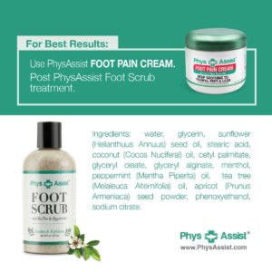 PhysAssist Foot Scrub 8 oz. with Tea Tree, Peppermint Soothes and Exfoliates Promoting a Deep Cooling Sensation Leaving Feet Feeling Calm and Refreshe - Image 4