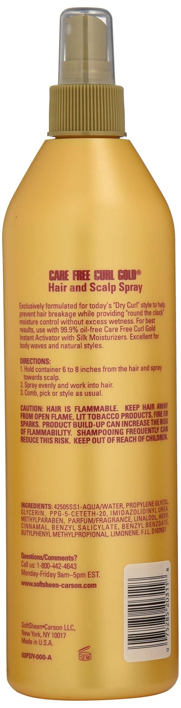 Softsheen-Carson Care Free Curl Gold Hair and Scalp Spray, 16 Fl oz - Image 2