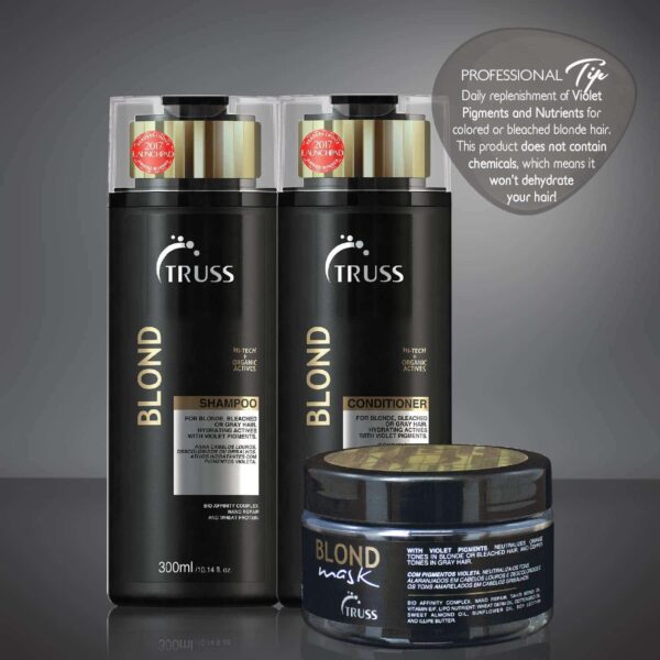 TRUSS Blond Shampoo - Toning & Color Protect Shampoo with Frizz Control - Violet Pigmented Blonde Shampoo that Controls Brassy and Yellow + Orange Ton - Image 8