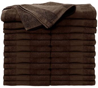 ForPro Professional Collection Premium Bleach Tough Salon Towels, Chocolate, 100% Cotton, Bleach-Proof, Stain Resistant, 16? W x 27? L, 24-Count,11054