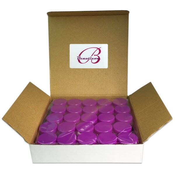 (Quantity: 50 Pieces) Beauticom 3G/3ML Round Clear Jars with PURPLE Lids for Scrubs, Oils, Toner, Salves, Creams, Lotions, Makeup Samples, Lip Balms - - Image 3