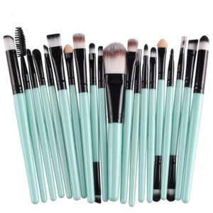 KOLIGHT? 20 Pcs Pro Makeup Set Powder Foundation Eyeshadow Eyeliner Lip Cosmetic Brushes (Black+Green) - Image 1