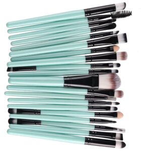 KOLIGHT? 20 Pcs Pro Makeup Set Powder Foundation Eyeshadow Eyeliner Lip Cosmetic Brushes (Black+Green) - Image 2