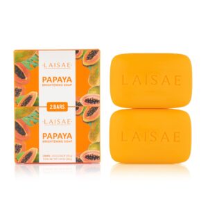 LAISAE Papaya Brightening Soap, Glowing Skin & Hydrating Face Moisturizer with Niacinamide, Shea Butter and Aloe Vera, Even Skin Tone Body Cleansing B - Image 1